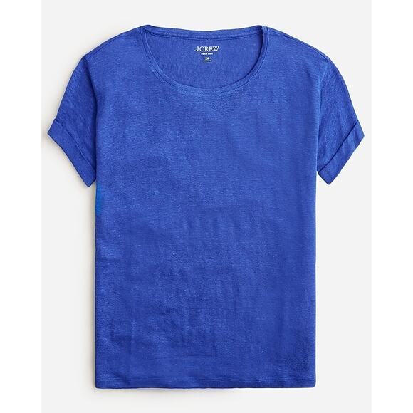 J.Crew Relaxed Roll-Cuff Linen Short Sleeve Blue Tee Size XS - Picture 5 of 13